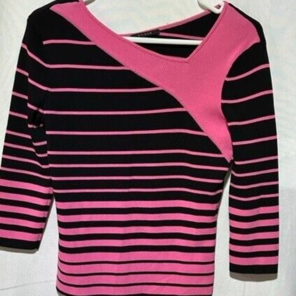 Cyrus Women's Pink & Black Striped Sweater Size Small
